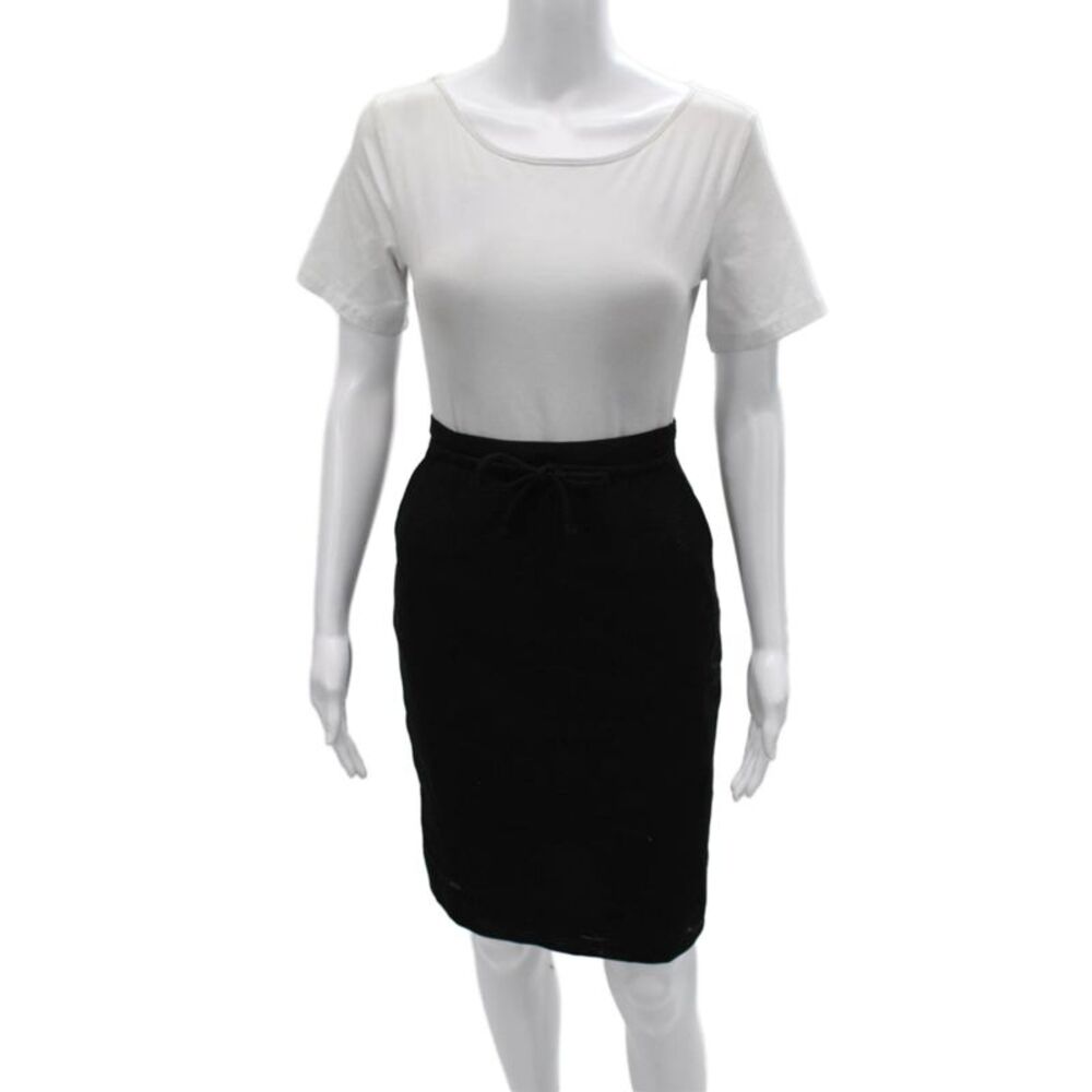 Roberto Quaglia Women Pencil Skirt Black Silk Knee Drawstring Size 36